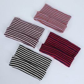KEERADS Winter Neck Warmer Two Tone Striped Soft Brushed Face Scarf Outdoor Face Protection Knitted Face Tube Scarf Satin, White