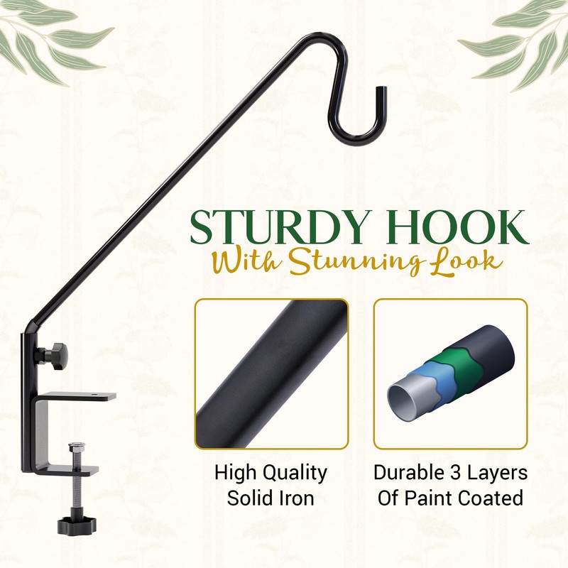 Idzo 18 Inch Railing Hook, Deck Hook for Bird Feeder