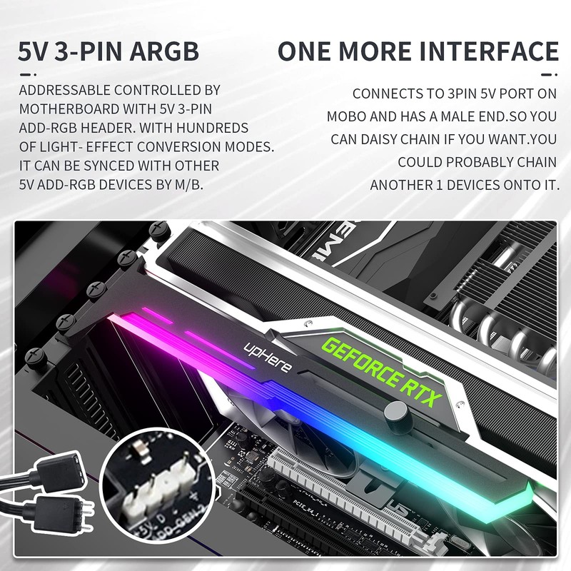 upHere RGB GPU Support Bracket 5V 3-Pin ARGB GPU Holder,