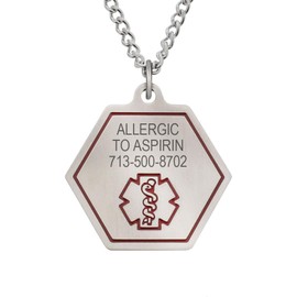 American Medical ID – Classic Alert Necklace With Stainless Steel Hexagon Identification Tag. Select 18, 20, 24 or 27 inch length. Alerts EMS To Medical Conditions, Allergies, Emergency Contacts.