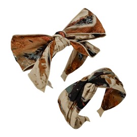 Yonchic 2-Piece Knotted Tie-dye Headbands for Women, Non-Slip Trendy Fashion Hairbands, Simplicity Dyeing Head Bands for Women's Hair, Wide Bow Hair Band (Coffee)