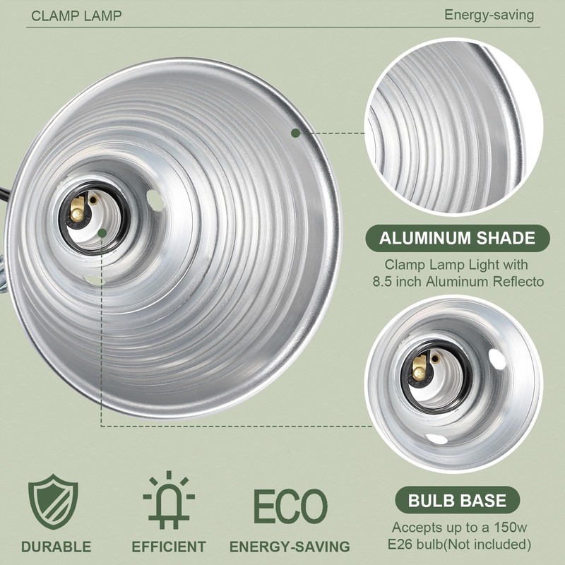 Macarrie 6 Pcs Adjustable Clamp Lamp Light with Aluminum Reflector