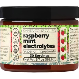 Santa Cruz Paleo Electrolyte Powder, Raspberry Mint Flavor, Sugar Free Hydration Drink Mix with Himalayan Pink Salt, Sea Salt, Magnesium Glycinate, Potassium Chloride, Sweetened with Stevia, 30 Srvgs