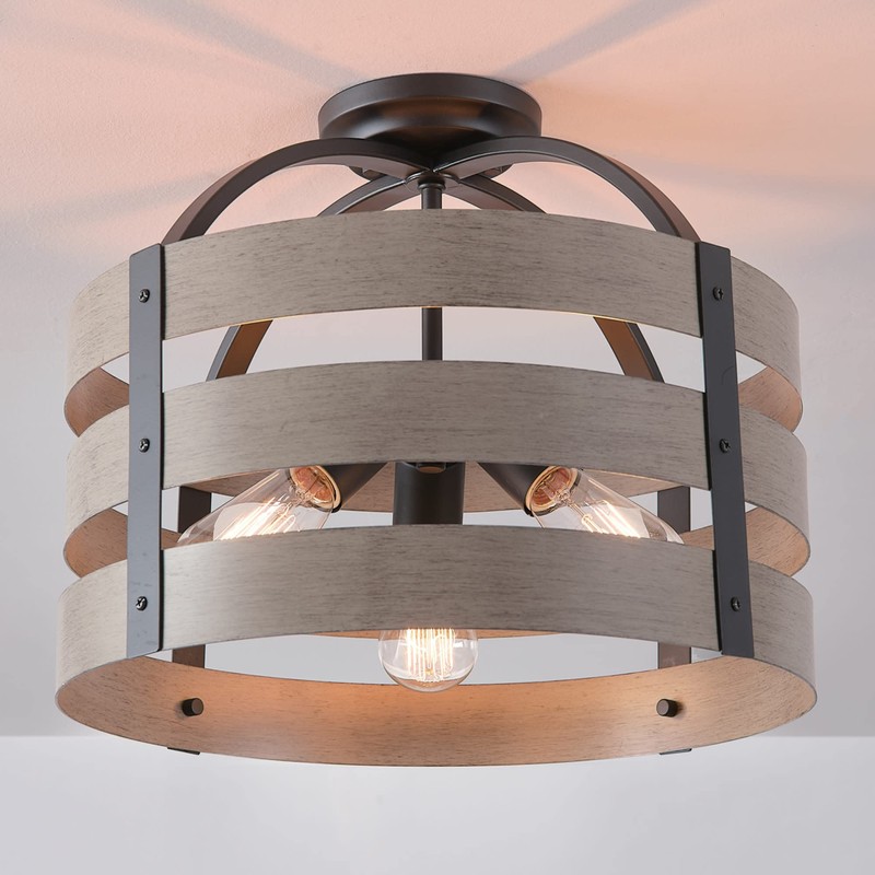 Globe Electric 60804 Maddox 3-Light Flush Mount Ceiling Light, Matte