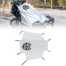Dream Apparel Motorcycle Seat Cover Sun Shade Waterproof Outdoor Rain Dust Protection Universal Fit Heavy Duty Windproof Motorbike Vehicle Cover with Storage Bag, Silver, Size L