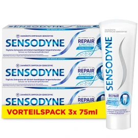Sensodyne Toothpaste, Repair & Protect Toothpaste for Pain-Sensitive Teeth, 3 x 75 ml
