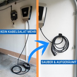 EVify Type 2 cable holder, wall mount for charging cable, stable holder with smooth edges, including mounting accessories