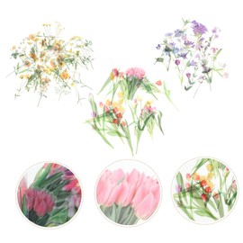 COHEALI 3bags Flower Stickers for Scrapbooking Floral Decals of Pet Flower Stickers for Journals Diaries Photo Frames and Craft Projects