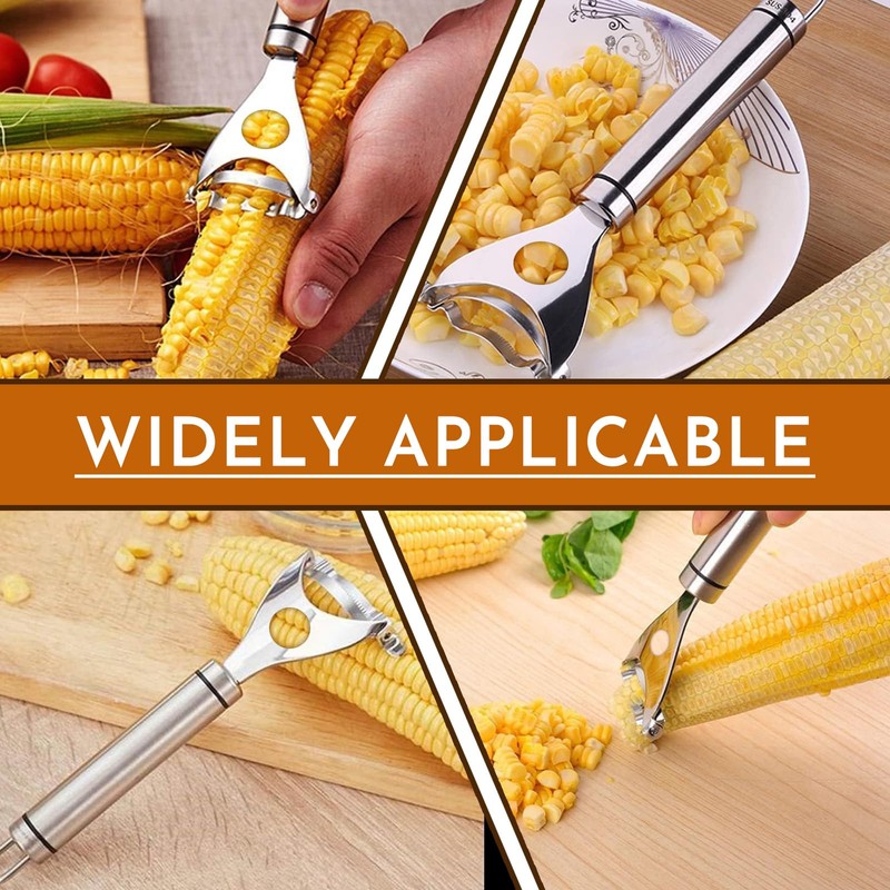 2Pcs Stainless Steel Corn Peeler & Kernel Remover Tool -