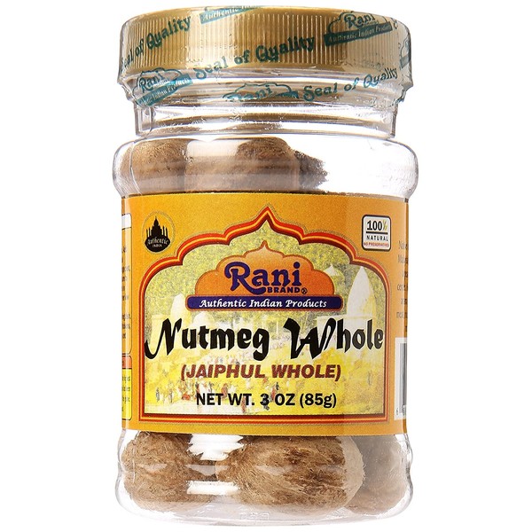 Rani Nutmeg (Jaiphul) Whole Spice, 17-19 Pieces, 3oz (85g) ~ Natural | Vegan | Gluten Friendly | NON-GMO | Indian Origin