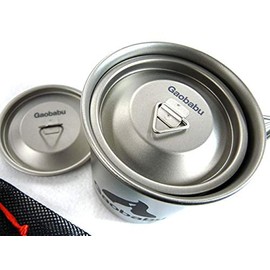 Gaobabuチタンマグカップ 300ml＆400mlのセット（フタ・メッシュ袋付）