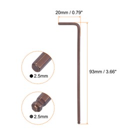 sourcing map Ball End Hex Key Wrench 2.5mm S2 Steel L-Shape Long Arm Hexagon Metric Wrenches Repairing Tool for Home Repair, Red