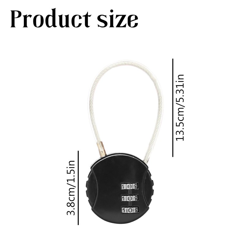 Tabanzhe Combination Cable Lock-4PCS Luggage Padlocks 3 Digit Combination Security