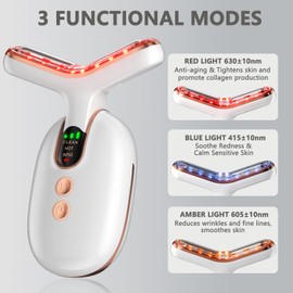 Red Light Therapy for Face and Neck, Skin Lifting & Firming Face Massager Tool, Wrinkle Reducer Face Sculpting Tool, Micro-Current Facial Beauty Device (Model AM-810B)