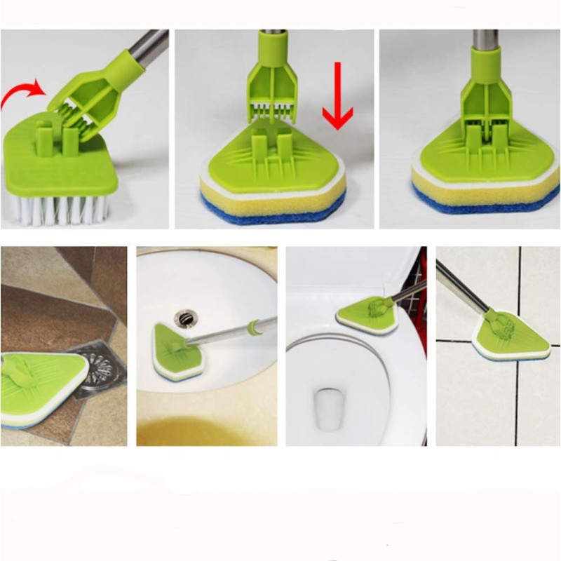 Rluii Shower Scrubber/Bathtub Cleaner and Kitchen Brush/Extendable Tile Scrubber Glass