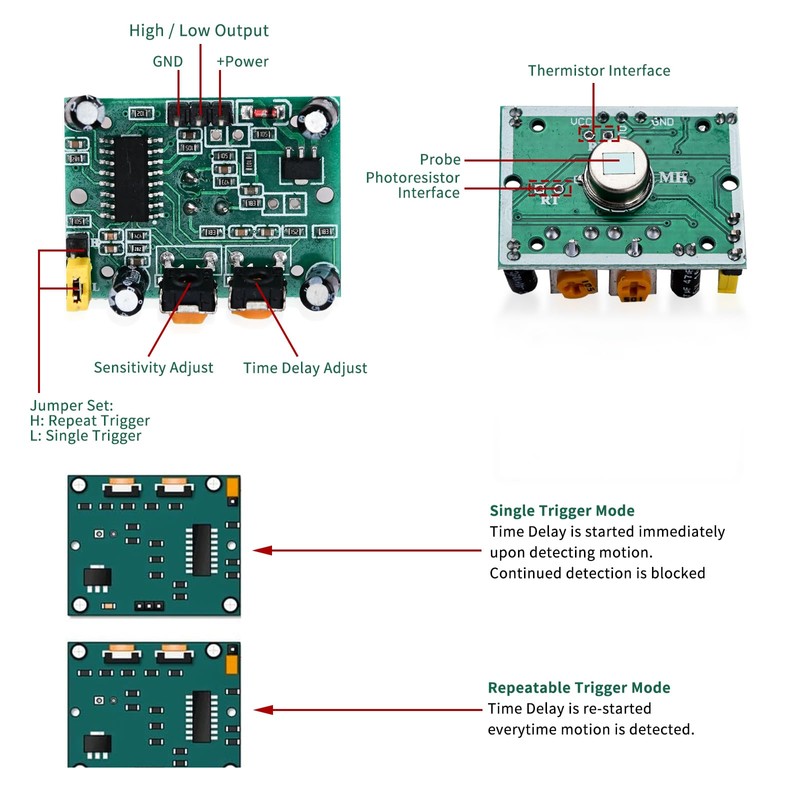 5Pcs HC-SR501 PIR Sensor Infrared Sensor Body Motion Sensor Module