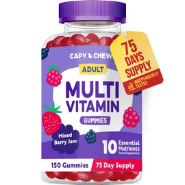 Multivitamin Gummies for Adults – 150 Gummies - 2.5 Month Supply - Advanced 10 Essential Vitamin Complex - Immune & Energy Support - Chewable Multivitamins for Men & Women - Mixed Berry Jam Flavour