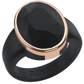 Rinfit Silicone Wedding Bands for Women - Rubber Wedding Band - Oversized Oval - Black/Metal Rose Gold, Size 7