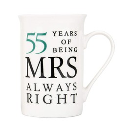 Haysoms Ivory 55th Anniversary Mr Right & Mrs Always Right Ceramic Mugs Gift Set Thoughtful and Unique Gift Idea Dishwasher and Microwave Safe