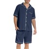 SIORO Mens Pajamas Set Short Sleeve Sleepwear Button Down Pjs