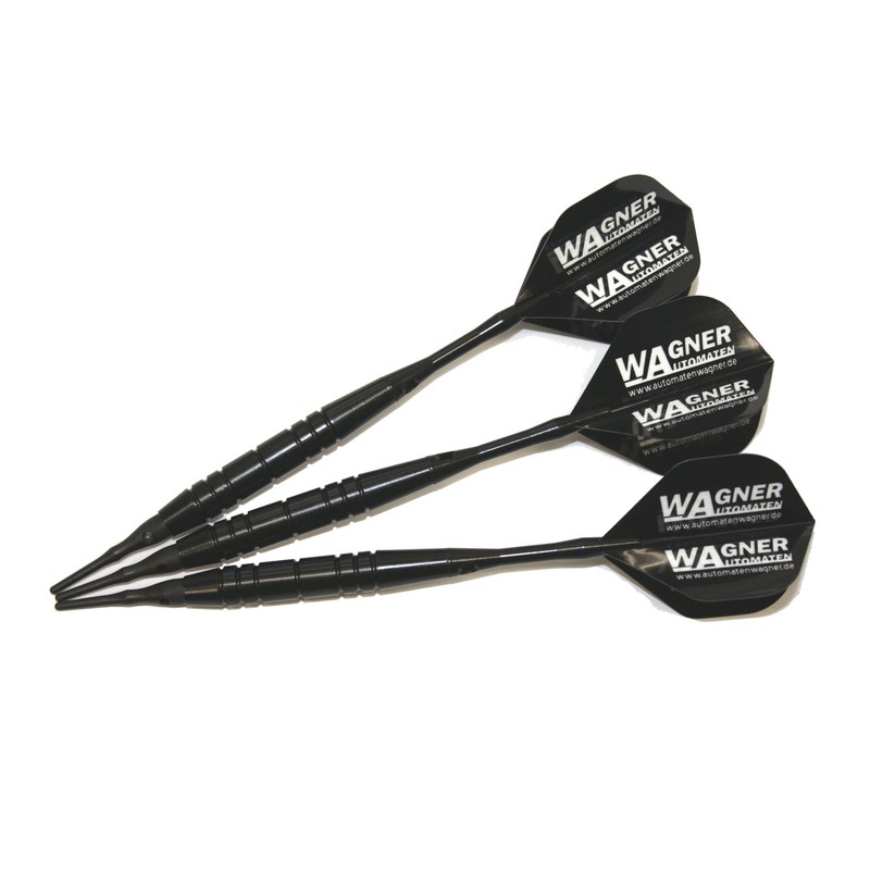 3 darts with 3 WA Softspitzen Softdarts Line in Black