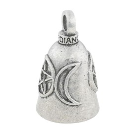 Guardian Bell Pentagram Moons Good Luck Bell w/Keyring & Black Velvet Gift Bag | Motorcycle Bell | Lead-Free Pewter | Good Luck Gift to Friends & Family | Bike Bell | Made in USA