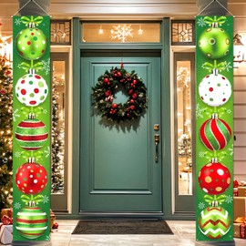 2PCS Christmas Porch Sign Door Banner Decorations (Green)