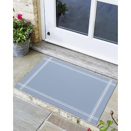 Teamery Solid Color Light Blue Door Mat, Non-Slip Absorbent Resist Dirt Entrance Mat, Washable Welcome Mats for Entryway, Low-Profile Floor Mats, 18x30in