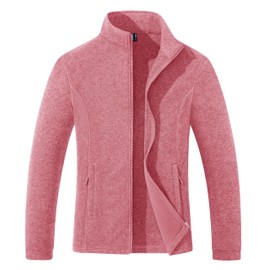 MAGCOMSEN Pink Fleece Jacket Women Long Sleeve Lightweight Soft Polar Jackets with Pockets Warm Winter Jackets for Women XL