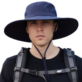Muryobao - Sombreros de Sol para Hombre, UPF 50+, Impermeable, Malla Ancha, Marino, Talla única