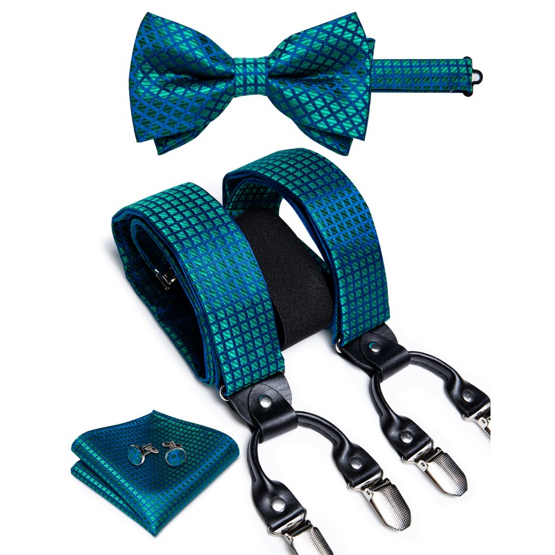 Men's Paisley Suspenders and Bow Tie Set for Formal Wear