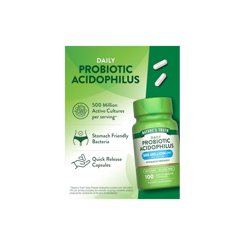 Natures Truth Probiotic Acidophilus 500 Million, 100 Count
