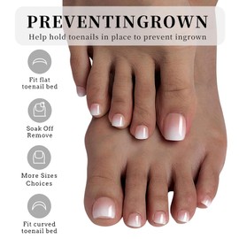 ChicNana False Toenails Kit, 240Pcs Gradient Pink Press On Nails for toe with Glue, Acrylic Square Coffin Fake Toe Nails 12 Sizes Stick On toenails Gift for Women Girls (09-Toe, 240pcs)