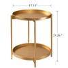 TeoKJ 2 Tier Gold Side Table, Folding Round Metal End