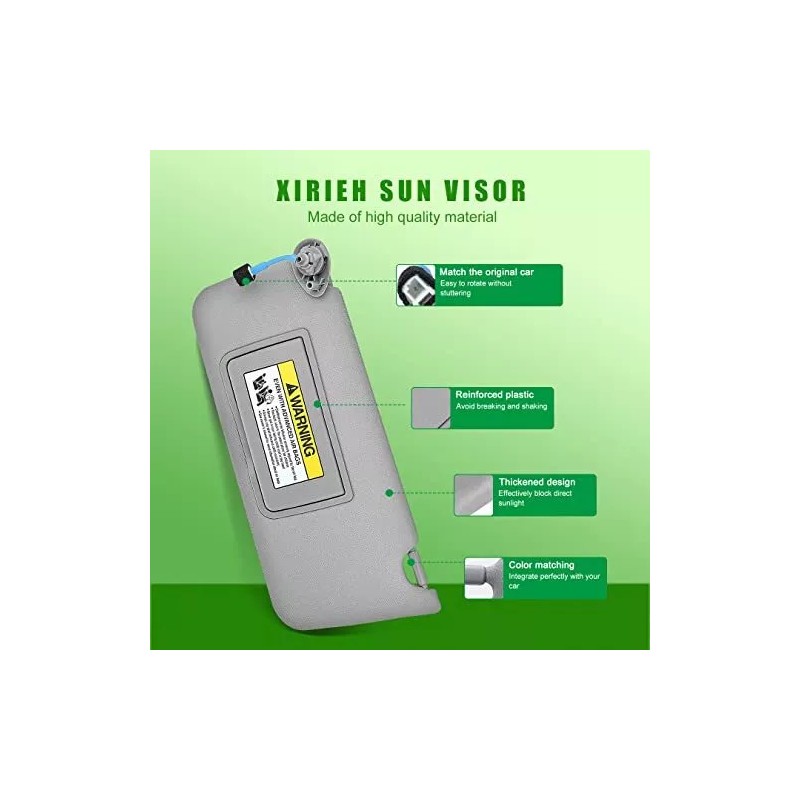 UMISHI Gray Left Driver Side Sun Visor With Vanity Light