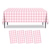CXSAZRY 4 Packs Pink Gingham Tablecloth Pink and White Checkered