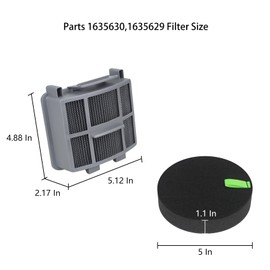 Replacement Filter Compatible with Bissell 3774F 3418 3402 3415 3774 3774G 3775 3402 3409 3404 Pet Hair Eraser Turbo Lift-Off Vacuum, Parts 1635630,1635629