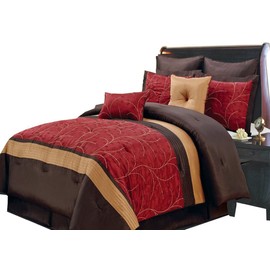 9PC Twin XL Size Atlantis Red Bed in a Bag Including: Comforter Set and Bed Sheets