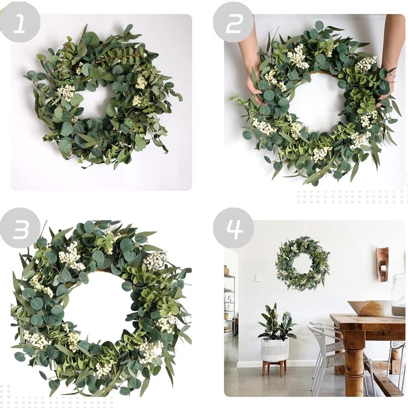 18 inch Artificial Spring Summer Greenery Wreath Front Door Decoration
