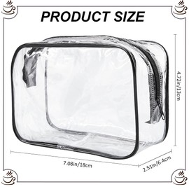 CREATCABIN 3Pcs Clear Makeup Bags Large Travel Bags Toiletry Storage Bags Zipper Portable Multi-Functional Organizer Bag Plastic Cosmetic Pouch Waterproof for Airport Airline Compliant 7x2.5x4.7inch