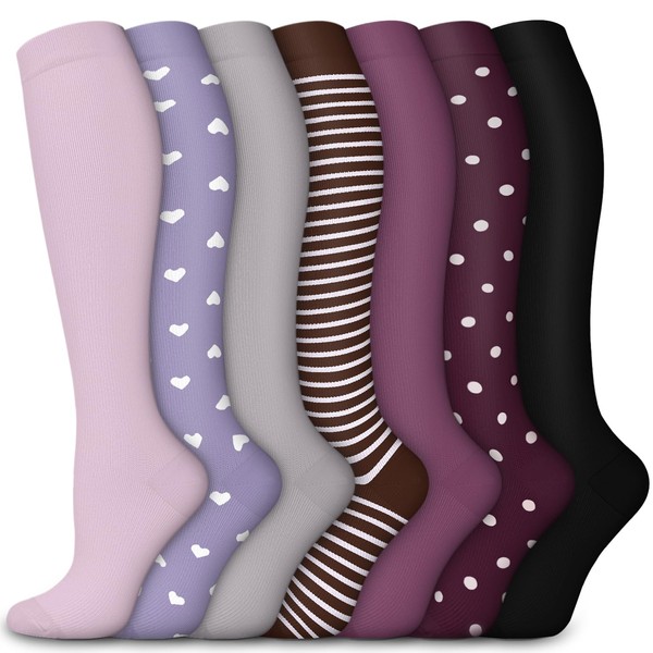 CTHH 7 Pairs Graduated Copper Compression Socks Women & Men Circulation 20-30 mmHg-Best for Running,Nurse,Travel,Cycling