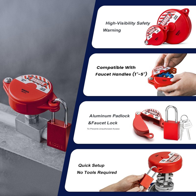BOZZYS Red Faucet Locks Outdoor with Aluminum Padlock | Fit