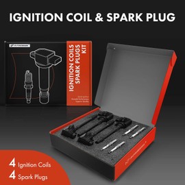 A-Premium Ignition Coil Pack and Iridium Spark Plugs Compatible with Honda Civic 2015-2019, Civic 2016/2020, 1.5L 2.0L, 4-PC Set