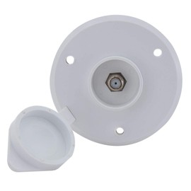 RecPro RV Cable TV Plate | 476-B-3 | 476-W-3 | Coaxial Cable Connector | Round Receptacle | Black or White Option | 1 or 2 Pack Option | Optional Seal (White, with Seal)
