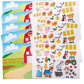 Baker Ross FC803 Farm Scene Sticker Side Set - Pack of 5, Sticker Set for Children for Crafts, Design and Decorating
