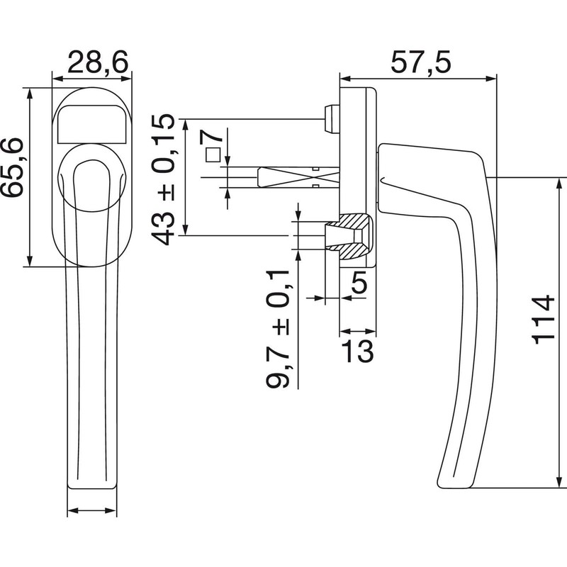 Roto Window Handle Line Traffic White with Screws Square Pin