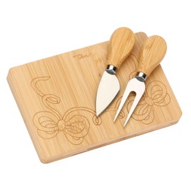 Set tagliere e coltelli per formaggio - Legno - 18x12 cm