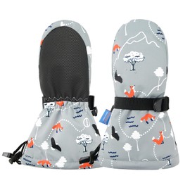 PONCEAU Toddler Waterproof kids ski gloves for girls boys Warm Mitten Gloves Fleece lined snow winter gloves