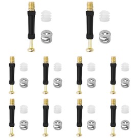 Eccentric Furniture Connector Set, Eccentric Fitting, Diameter 11.8 mm, Screw-In Dowel with Cover Edge M6 x 40 mm and M6 Screw Nuts for Furniture Cabinet Connector Complete Black 10 Pieces