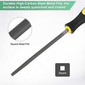 M METERXITY Square Metal File 6 Inch, High Carbon Steel File Diamond File Hand File W PVC Grip Handle for Wood/Metal/Ceramic/Glass/Stone/Jewelry/Tile/Model/DIY/Sharpening File